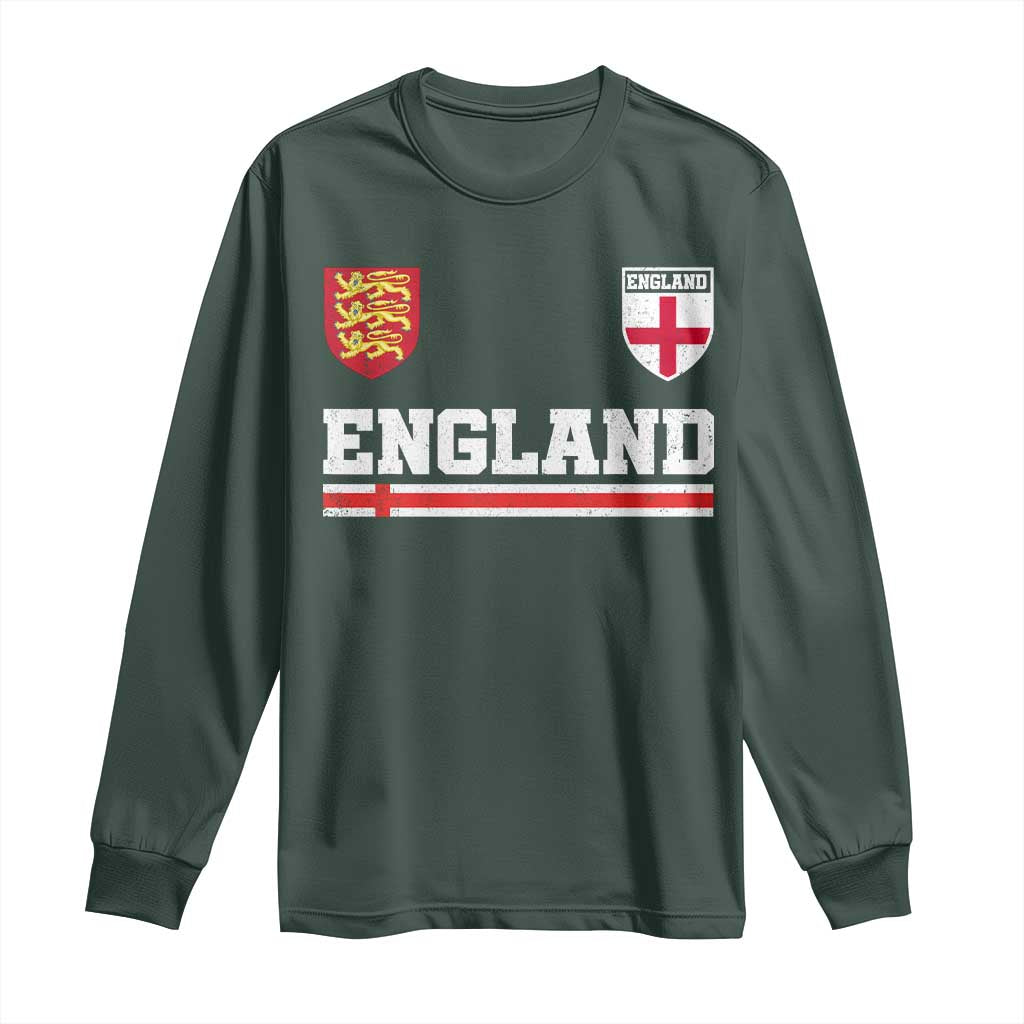 England Three Lions Symbol Red Cross Athletic Jersey Style Long Sleeve Shirt