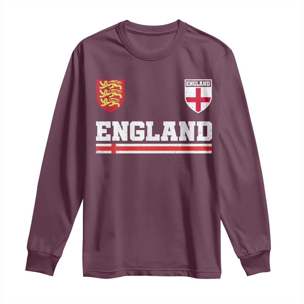 England Three Lions Symbol Red Cross Athletic Jersey Style Long Sleeve Shirt