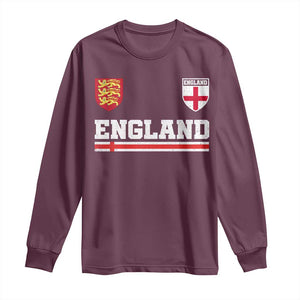 England Three Lions Symbol Red Cross Athletic Jersey Style Long Sleeve Shirt
