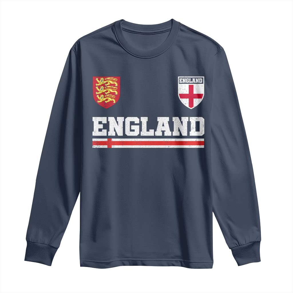 England Three Lions Symbol Red Cross Athletic Jersey Style Long Sleeve Shirt
