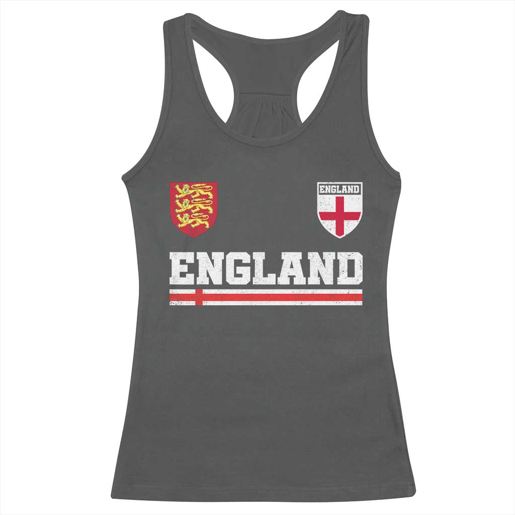 England Three Lions Symbol Red Cross Athletic Jersey Style Racerback Tank Top