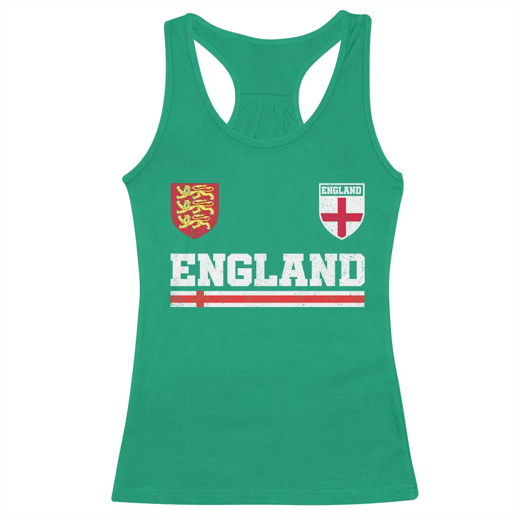 England Three Lions Symbol Red Cross Athletic Jersey Style Racerback Tank Top