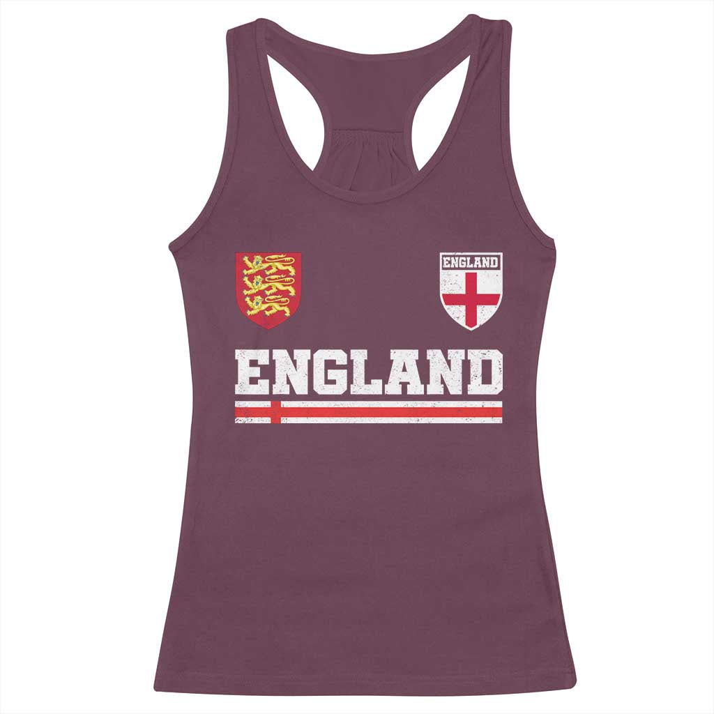 England Three Lions Symbol Red Cross Athletic Jersey Style Racerback Tank Top