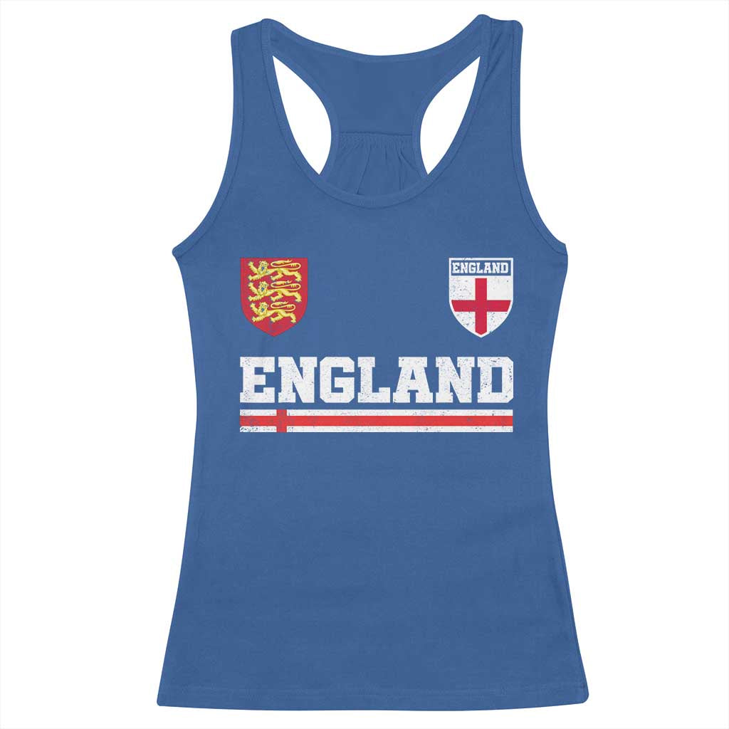 England Three Lions Symbol Red Cross Athletic Jersey Style Racerback Tank Top