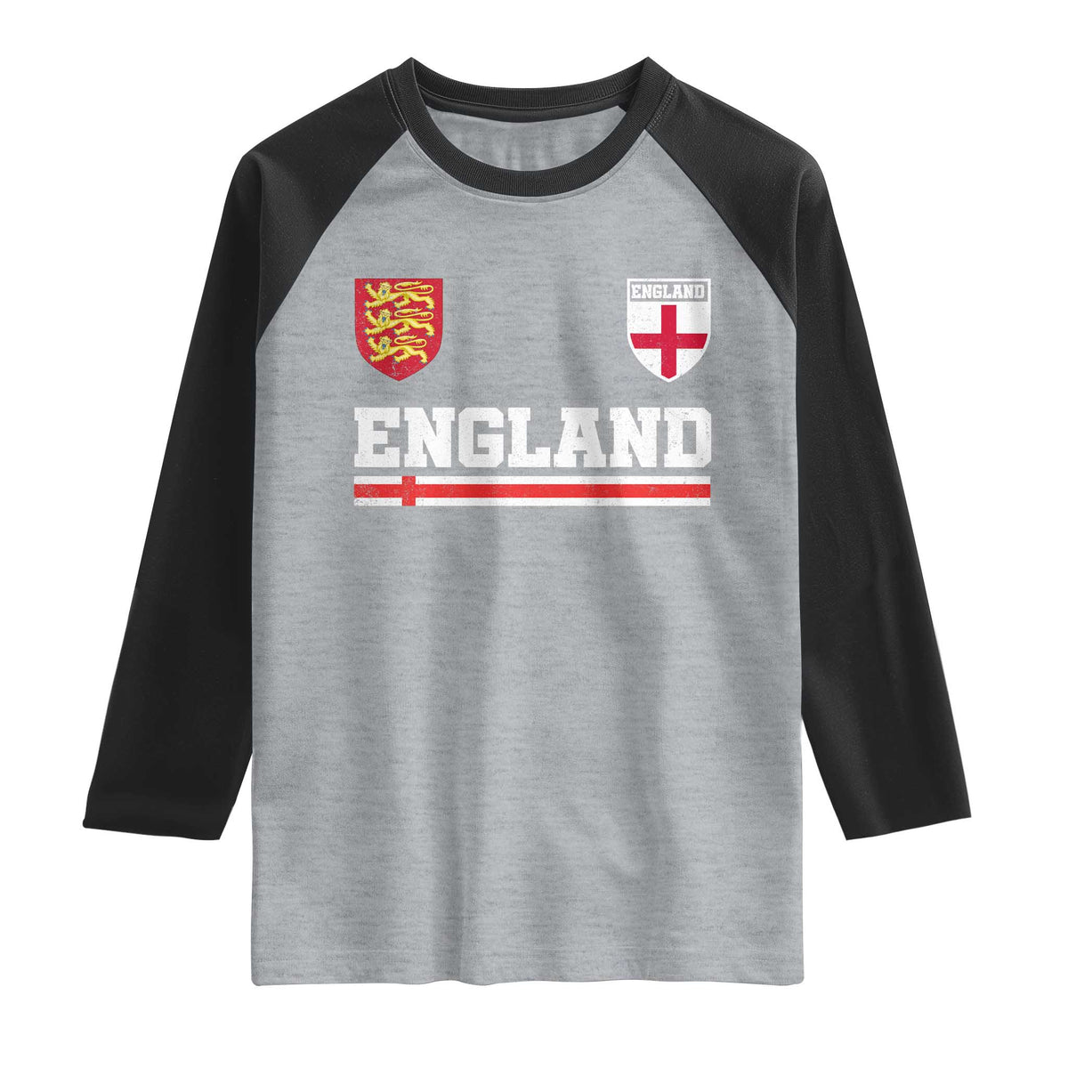 England Three Lions Symbol Red Cross Athletic Jersey Style Raglan Shirt
