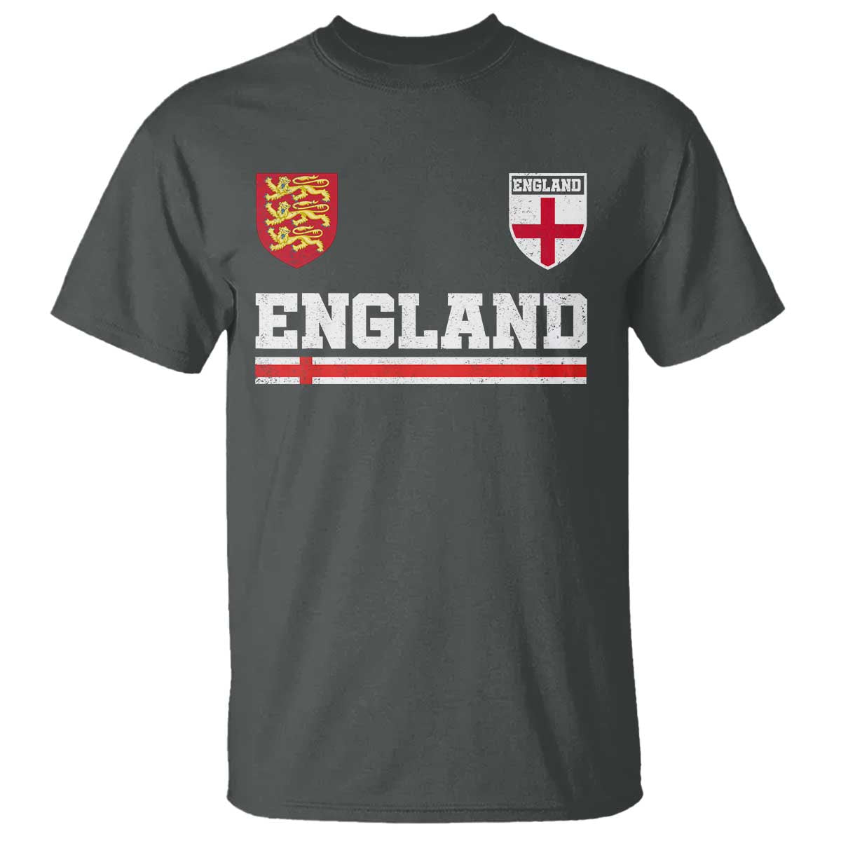 England Three Lions Symbol Red Cross Athletic Jersey Style T Shirt