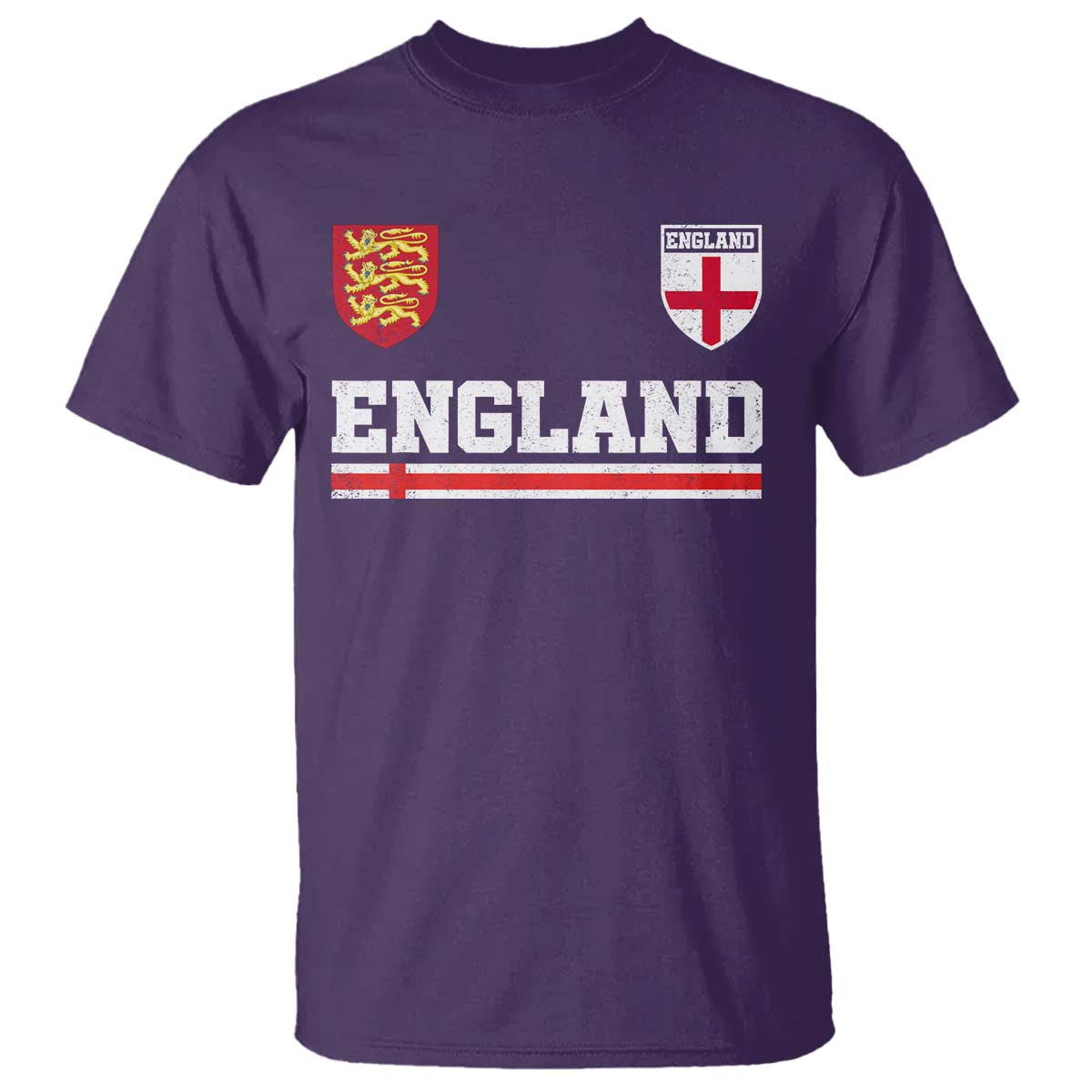 England Three Lions Symbol Red Cross Athletic Jersey Style T Shirt