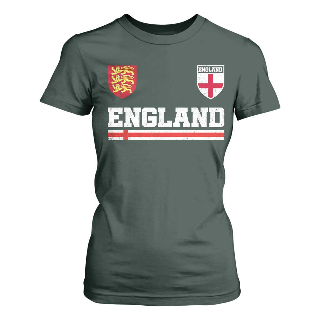 England Three Lions Symbol Red Cross Athletic Jersey Style T Shirt For Women