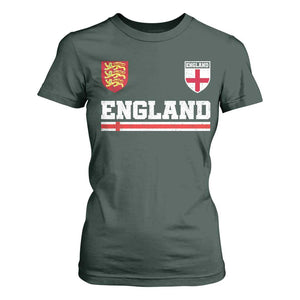 England Three Lions Symbol Red Cross Athletic Jersey Style T Shirt For Women