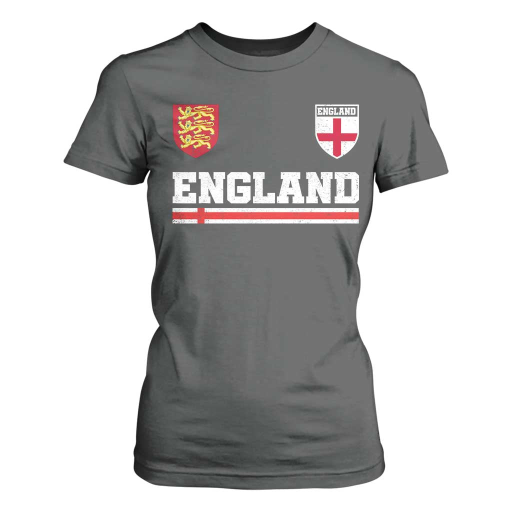 England Three Lions Symbol Red Cross Athletic Jersey Style T Shirt For Women