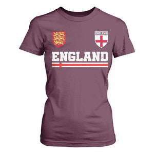 England Three Lions Symbol Red Cross Athletic Jersey Style T Shirt For Women