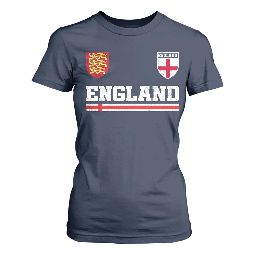 England Three Lions Symbol Red Cross Athletic Jersey Style T Shirt For Women
