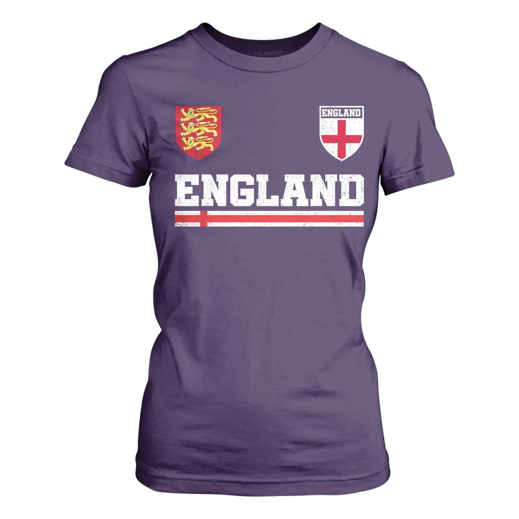 England Three Lions Symbol Red Cross Athletic Jersey Style T Shirt For Women