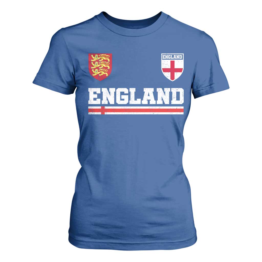 England Three Lions Symbol Red Cross Athletic Jersey Style T Shirt For Women