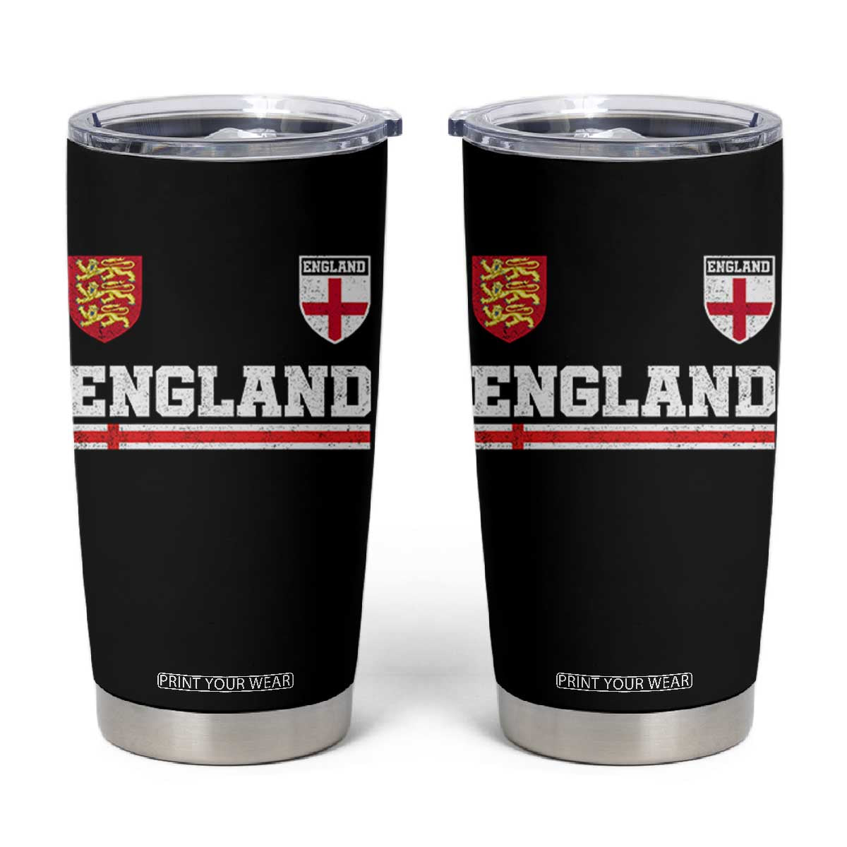 England Three Lions Symbol Red Cross Athletic Jersey Style Tumbler Cup TS11 Black Print Your Wear