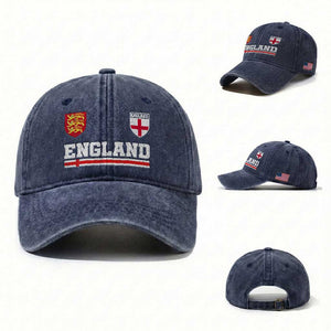 England Three Lions Symbol Red Cross Athletic Jersey Style Washed Cotton Baseball Cap