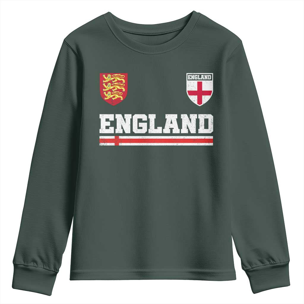 England Three Lions Symbol Red Cross Athletic Jersey Style Youth Sweatshirt