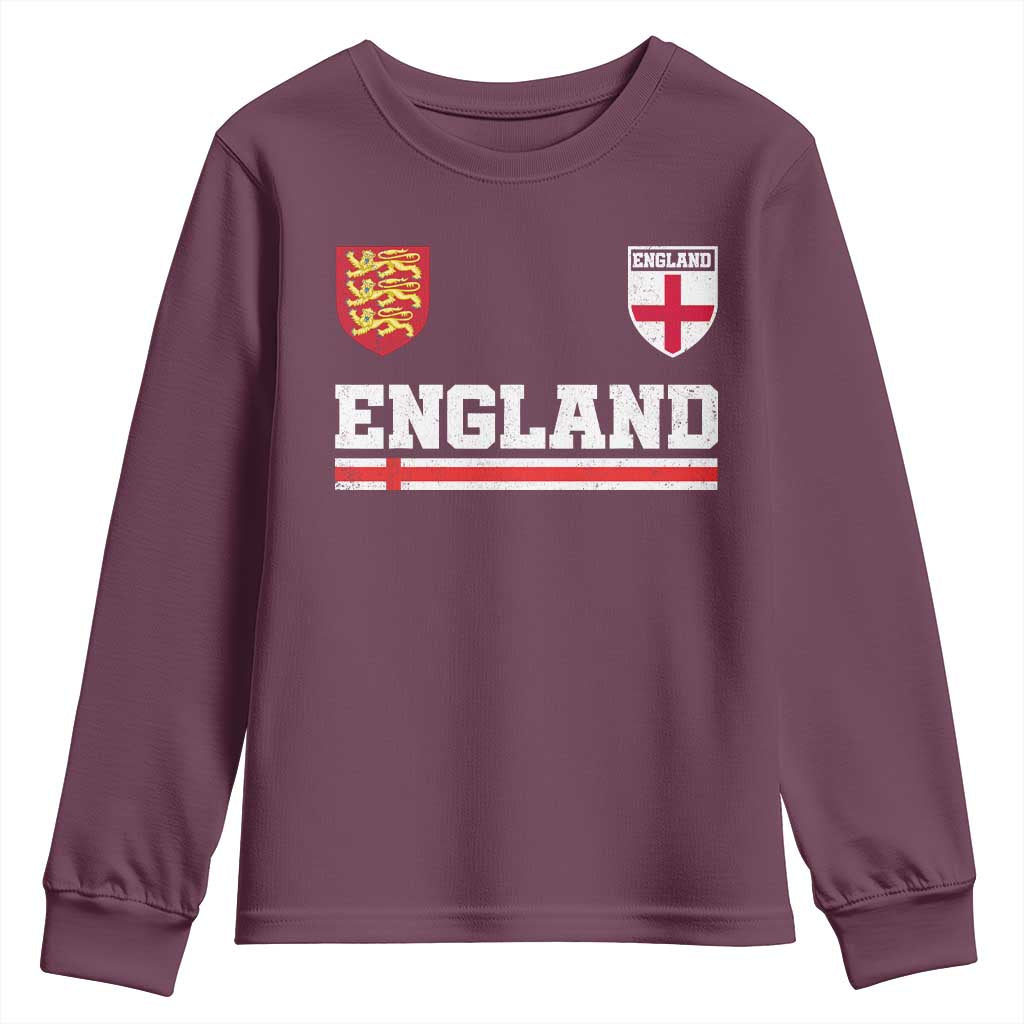 England Three Lions Symbol Red Cross Athletic Jersey Style Youth Sweatshirt