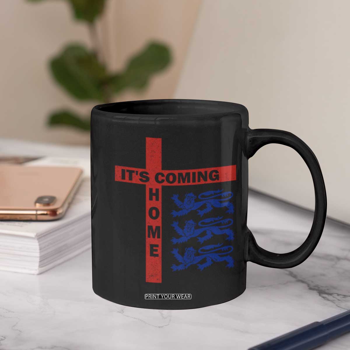 It Is Coming Home England Football Coffee Mug St George Cross Three Lions