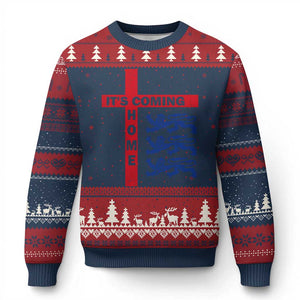 It Is Coming Home England Football Ugly Christmas Sweater St George Cross Three Lions