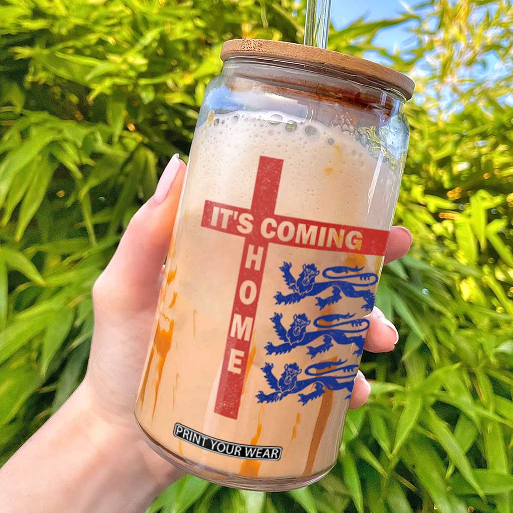 It Is Coming Home England Football Glass Can St George Cross Three Lions