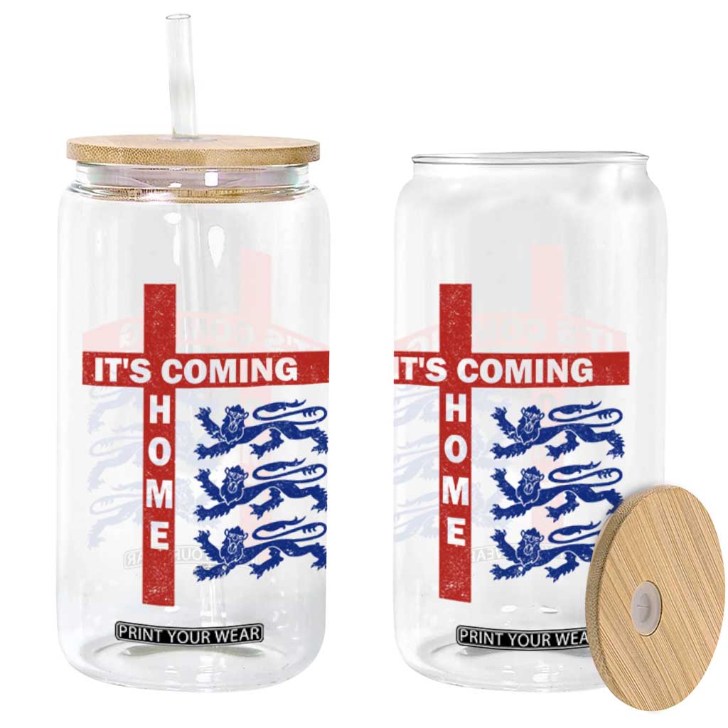 It Is Coming Home England Football Glass Can St George Cross Three Lions