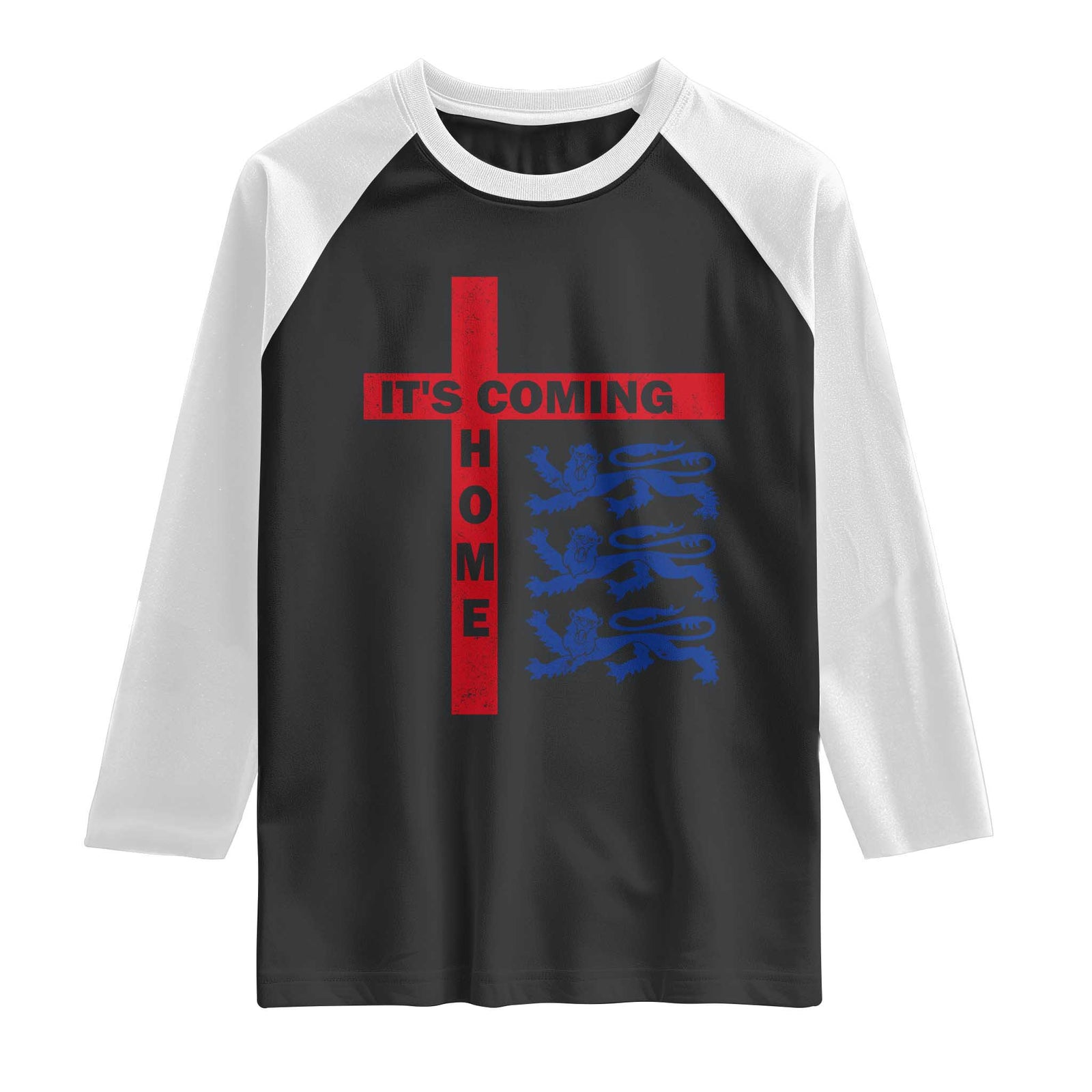 It Is Coming Home England Football Raglan Shirt St George Cross Three Lions TS11 Black White Print Your Wear