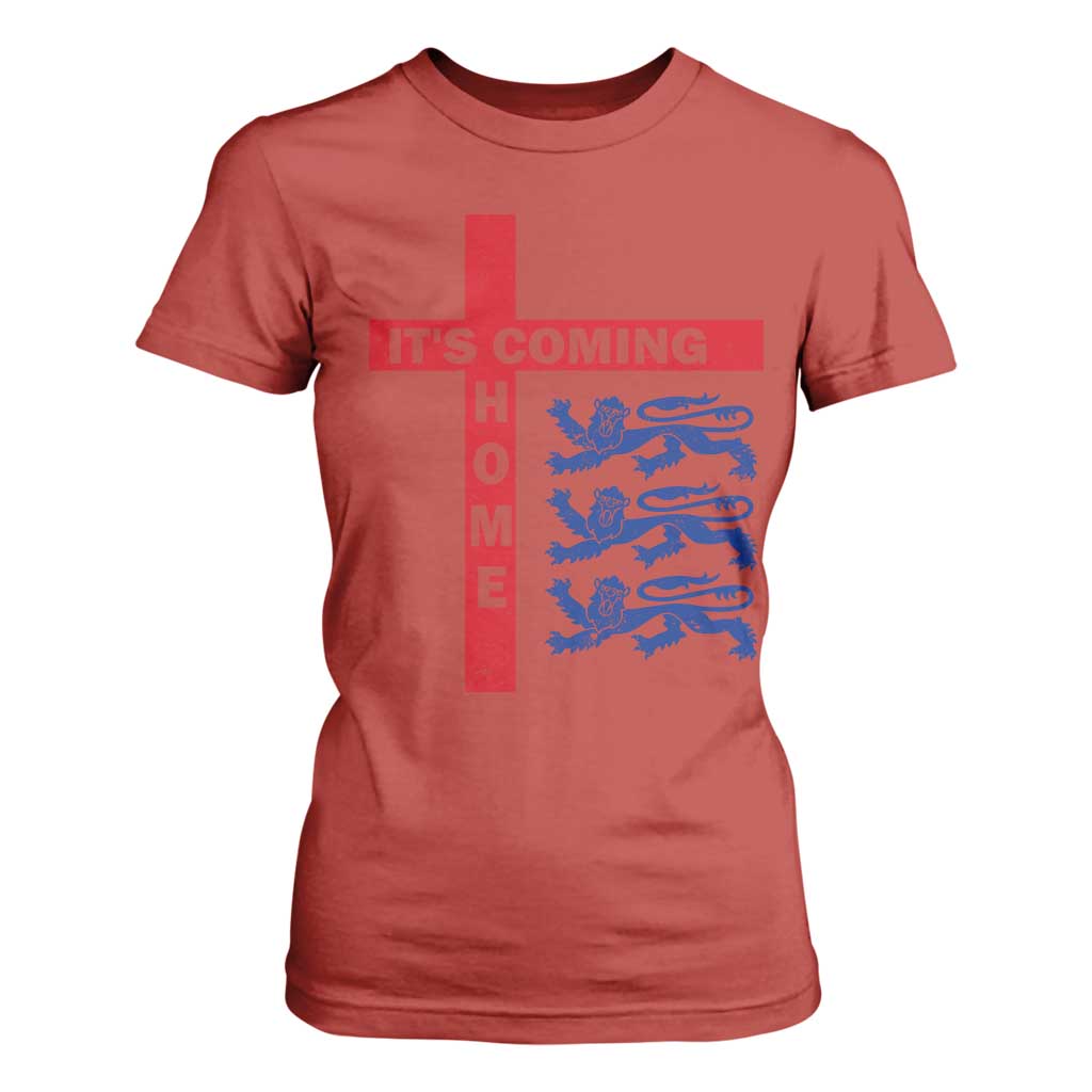It Is Coming Home England Football T Shirt For Women St George Cross Three Lions