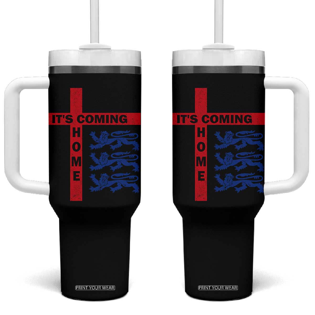 It Is Coming Home England Football Tumbler With Handle St George Cross Three Lions TS11 One Size: 40 oz Black Print Your Wear