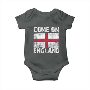 Come On England Baby Onesie Vintage St George Cross Flag Football Fan