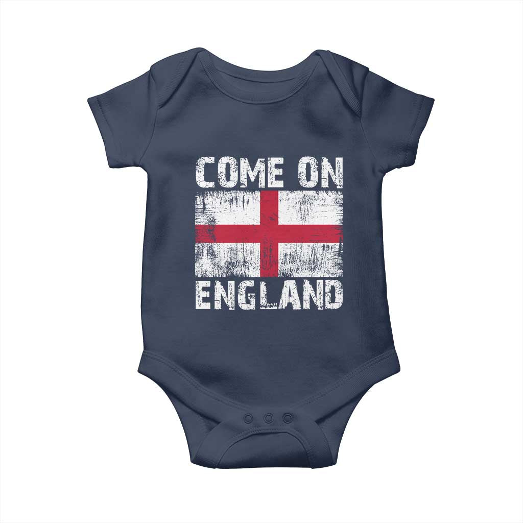Come On England Baby Onesie Vintage St George Cross Flag Football Fan