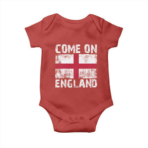 Come On England Baby Onesie Vintage St George Cross Flag Football Fan