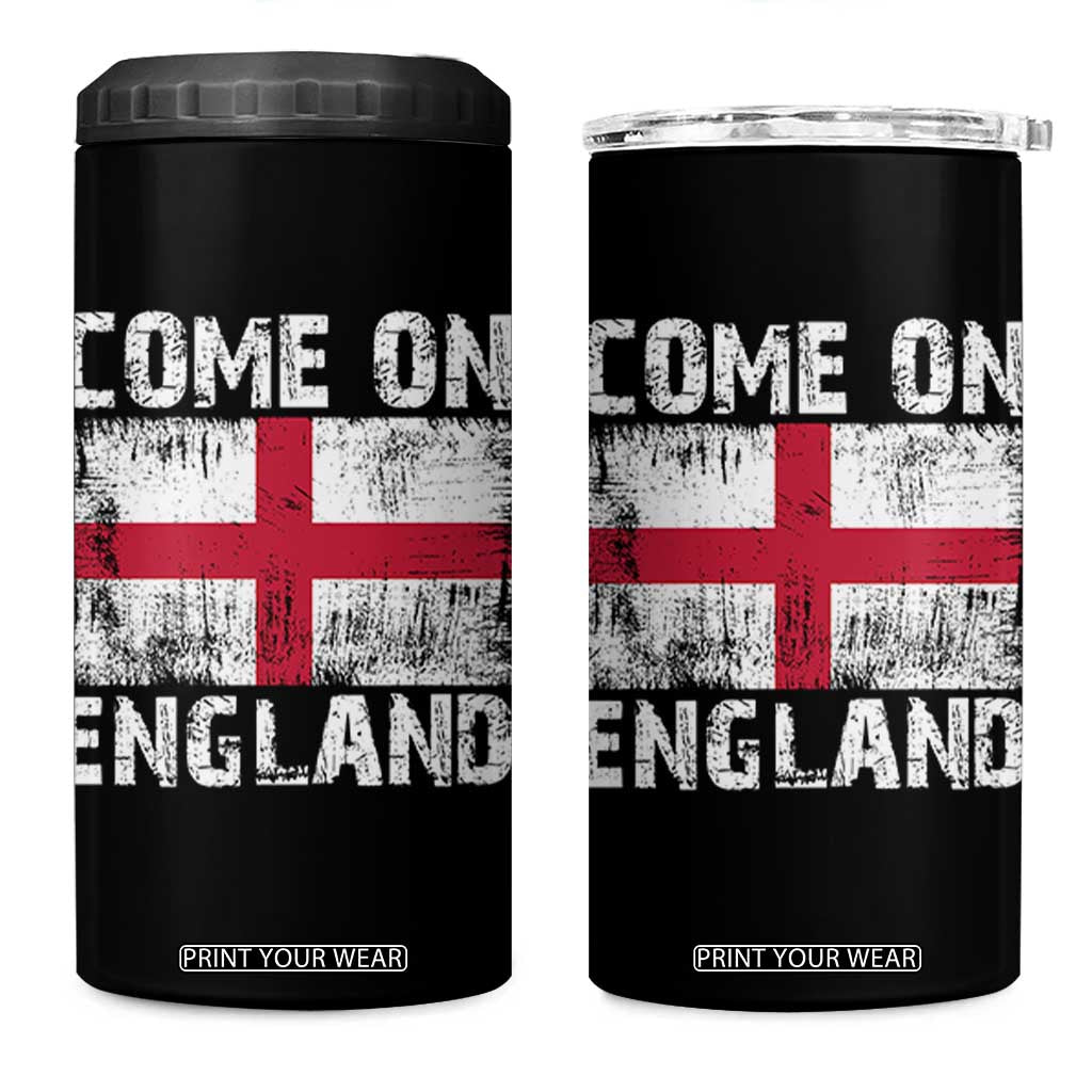 Come On England 4 in 1 Can Cooler Tumbler Vintage St George Cross Flag Football Fan