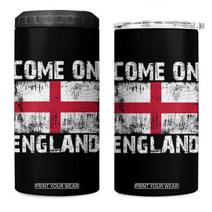Come On England 4 in 1 Can Cooler Tumbler Vintage St George Cross Flag Football Fan