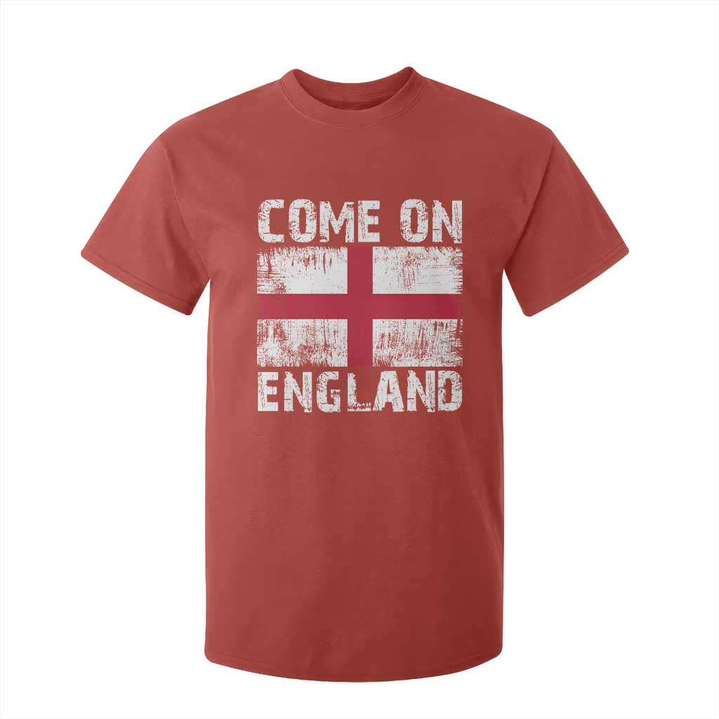 Come On England T Shirt For Kid Vintage St George Cross Flag Football Fan