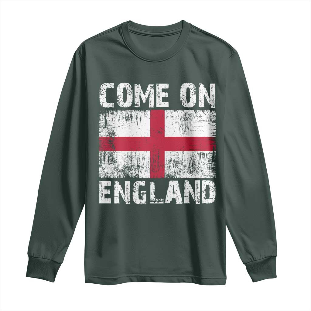 Come On England Long Sleeve Shirt Vintage St George Cross Flag Football Fan