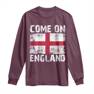 Come On England Long Sleeve Shirt Vintage St George Cross Flag Football Fan