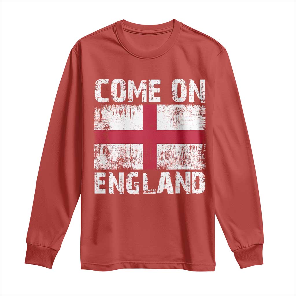 Come On England Long Sleeve Shirt Vintage St George Cross Flag Football Fan