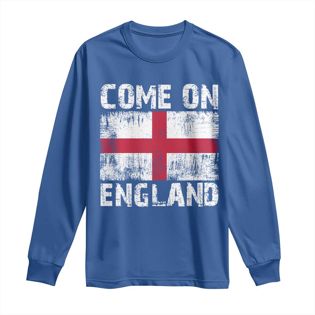 Come On England Long Sleeve Shirt Vintage St George Cross Flag Football Fan