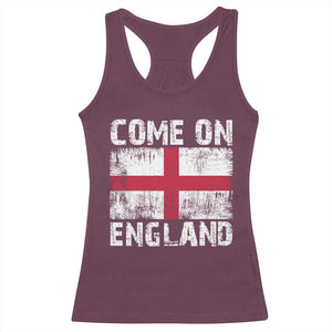 Come On England Racerback Tank Top Vintage St George Cross Flag Football Fan