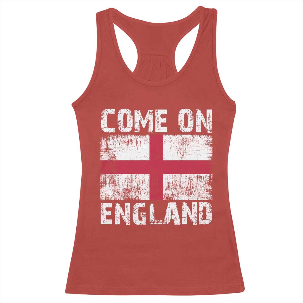 Come On England Racerback Tank Top Vintage St George Cross Flag Football Fan
