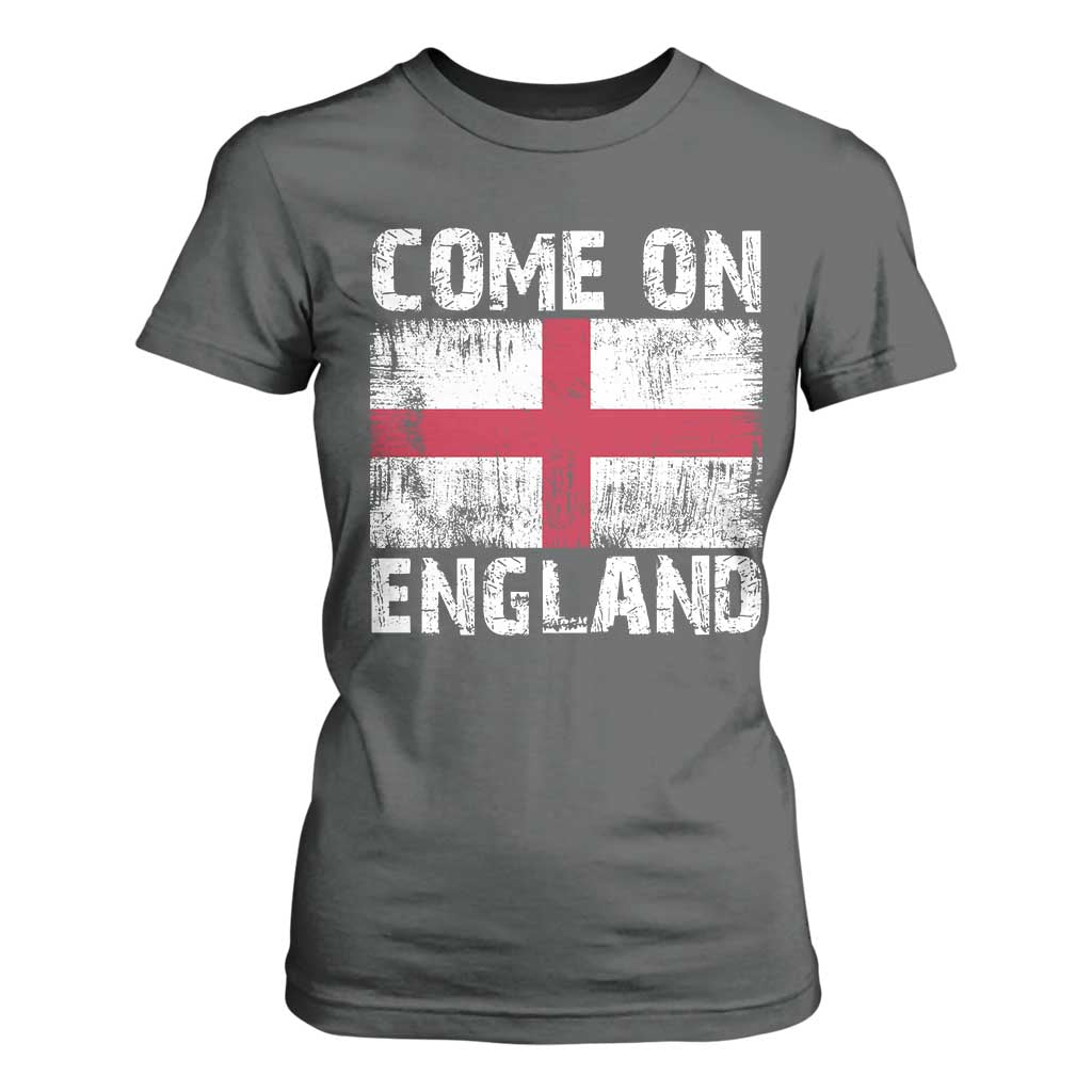 Come On England T Shirt For Women Vintage St George Cross Flag Football Fan