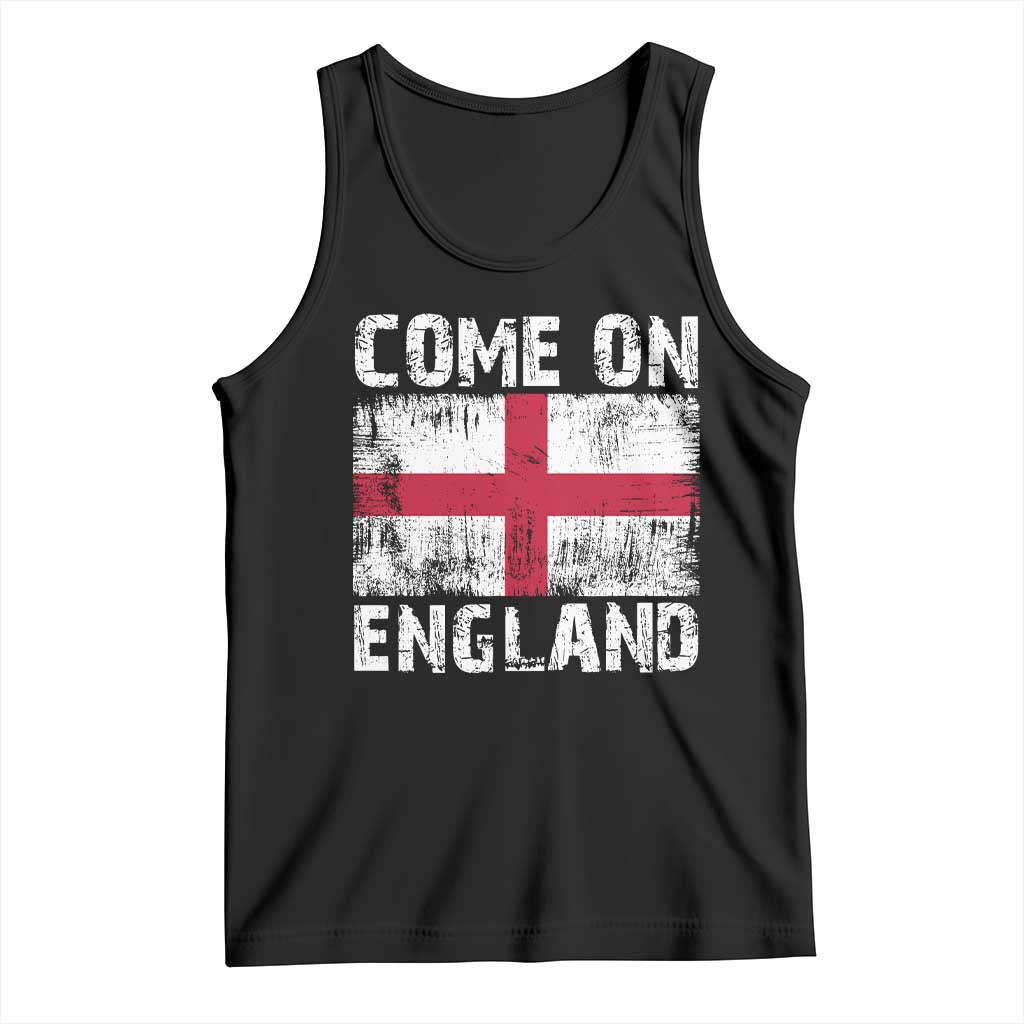 Come On England Tank Top Vintage St George Cross Flag Football Fan TS11 Black Print Your Wear