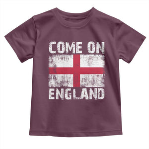 Come On England Toddler T Shirt Vintage St George Cross Flag Football Fan