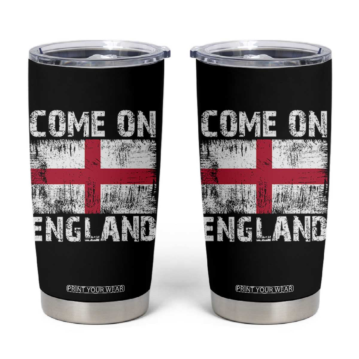 Come On England Tumbler Cup Vintage St George Cross Flag Football Fan TS11 Black Print Your Wear