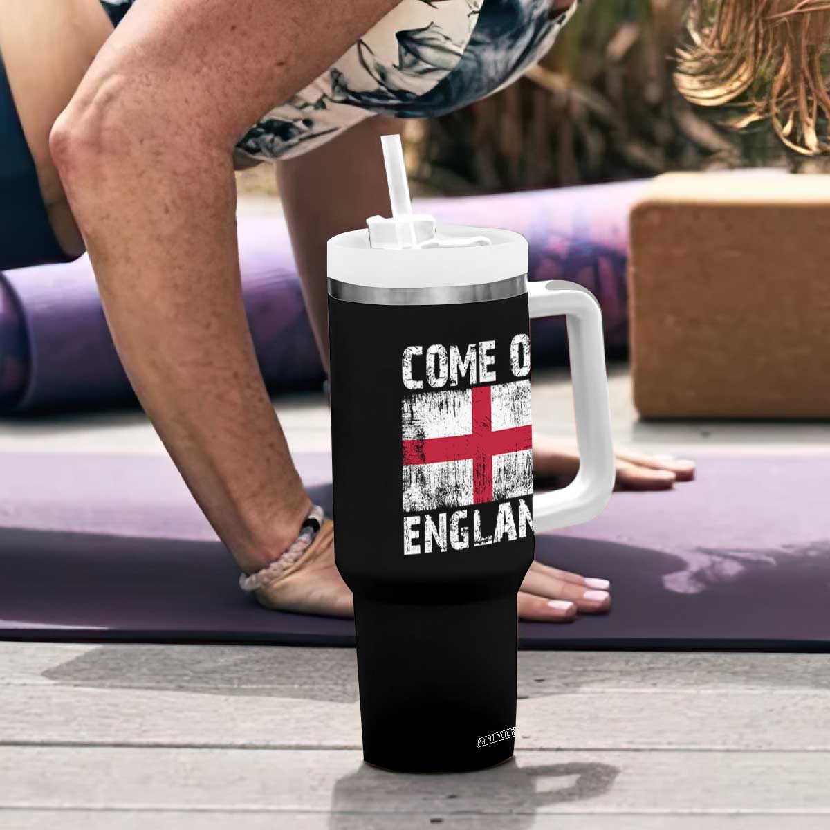 Come On England Tumbler With Handle Vintage St George Cross Flag Football Fan