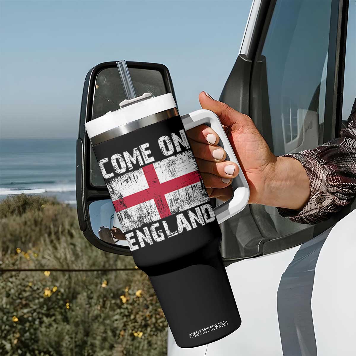 Come On England Tumbler With Handle Vintage St George Cross Flag Football Fan