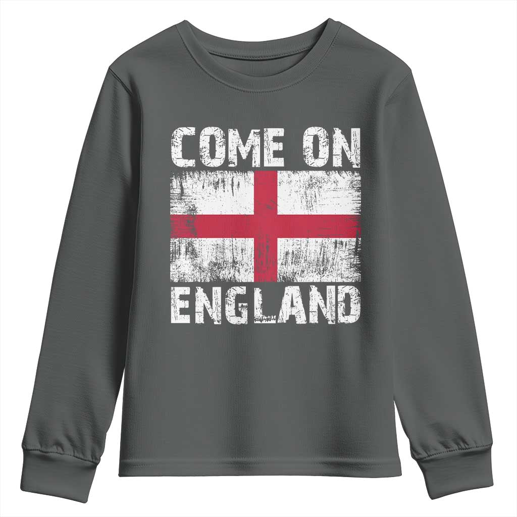 Come On England Youth Sweatshirt Vintage St George Cross Flag Football Fan