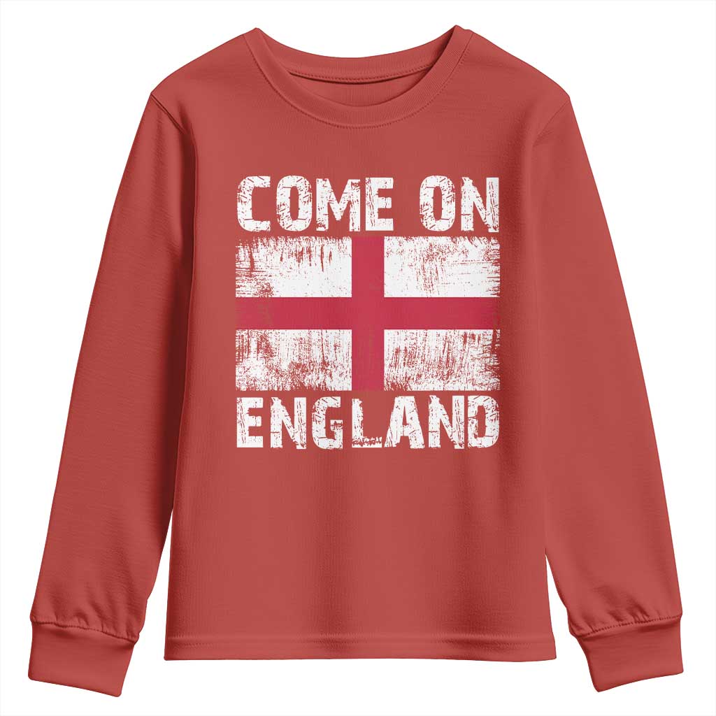 Come On England Youth Sweatshirt Vintage St George Cross Flag Football Fan