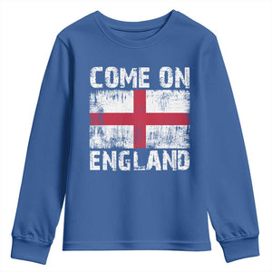Come On England Youth Sweatshirt Vintage St George Cross Flag Football Fan
